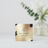 Gold Black Painted Abstrakt Leaf Branch Square Bu Quadratische Visitenkarte