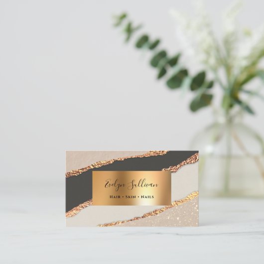 Gold Black Paper Design Visitenkarte (Stehend Vorderseite)