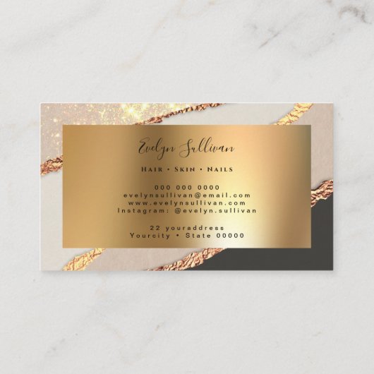 Gold Black Paper Design Visitenkarte (Rückseite)