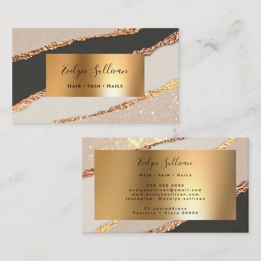 Gold Black Paper Design Visitenkarte (Vorne/Hinten)