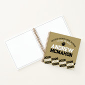 Gold & Black Pawprint Abschluss Gästebuch Notizblock (Innenseite)