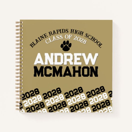 Gold & Black Pawprint Abschluss Gästebuch Notizblock (Vorderseite)