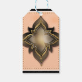 Gold Black & Peach Exotic Chic Blume Gastgeschenk Geschenkanhänger (Rückseite)