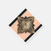 Gold Black & Peach Exotic Chic Blume Party Serviette (Ecke)