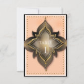 Gold Black & Peach Exotic Chic Party Tischnummer (Vorderseite)