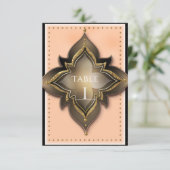 Gold Black & Peach Exotic Chic Party Tischnummer (Stehend Vorderseite)