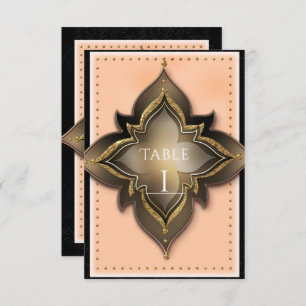 Gold Black & Peach Exotic Chic Party Tischnummer