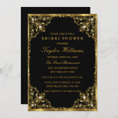 Gold Black Pearl Vintag Glamour Brautparty Einladung (Vorne/Hinten)
