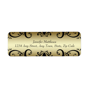 Gold Black Personalisiert Address Labels Wirbel