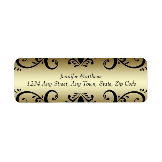 Gold Black Personalisiert Address Labels Wirbel (Vorne)