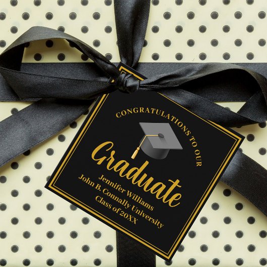 Gold Black Personalisiert Chic Graduation Party Geschenkanhänger