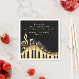 Gold & Black Piano Napkins Serviette