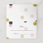 Gold Black & Pink Confetti Platzkarte (Außenseite Aufgefaltet)