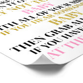Gold Black Pink Confetti Say Baby Game Sign Poster (Ecke)