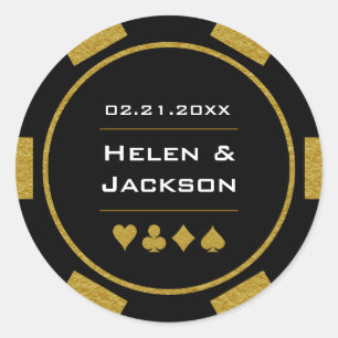 Gold Black Poker Chip Las Vegas Casino Hochzeit Runder Aufkleber