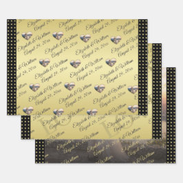 Gold & Black Polka Dot Personalisierte Hochzeit Geschenkpapier Set