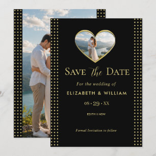 Gold & Black Polka Dot Personalisierte Hochzeit Save The Date
