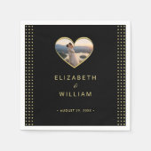 Gold & Black Polka Dot Personalisierte Hochzeit Serviette (Vorderseite)