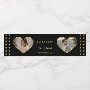 Gold & Black Polka Dot Personalisierte Hochzeit Wasserflaschenetikett