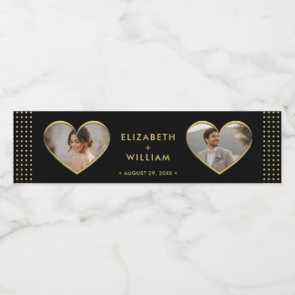 Gold & Black Polka Dot Personalisierte Hochzeit Wasserflaschenetikett