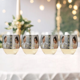 Gold & Black Polka Dot Personalisierte Hochzeit Weinglas Ohne Stiel