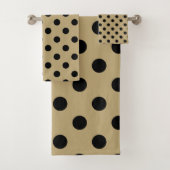 Gold & Black Polka Dots Dot Badhandtuch Set (Insitu)