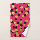 Gold & Black Polka Punkte auf Hot Pink Badhandtuch Set (Handtuch)