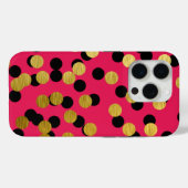 Gold & Black Polka Punkte auf Hot Pink Case-Mate iPhone Hülle (Rückseite (Horizontal))