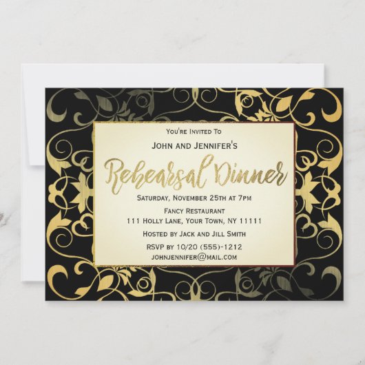 Gold Black Probe Dinner Einladung (Vorderseite)