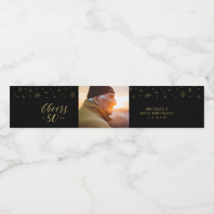 Gold & Black Prost 80 Jahre, 80. Geburtstagsfeier Wasserflaschenetikett