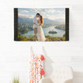 Gold & Black Punkte personalisierte Hochzeit Banner (Insitu)