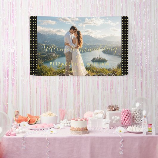 Gold & Black Punkte personalisierte Hochzeit Banner (Party)
