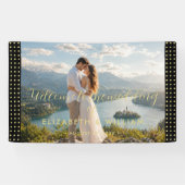Gold & Black Punkte personalisierte Hochzeit Banner (Horizontal)