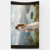 Gold & Black Punkte personalisierte Hochzeit Banner (Vertikal)