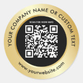 Gold Black QR Code Business Packaging Shipping Runder Aufkleber (Vorderseite)