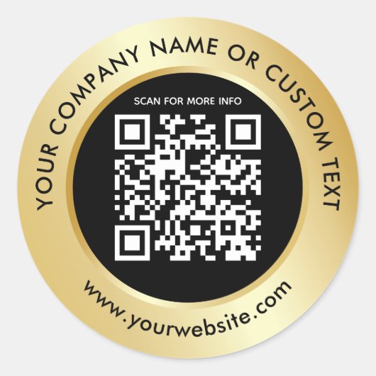 Gold Black QR Code Business Packaging Shipping Runder Aufkleber (Vorderseite)