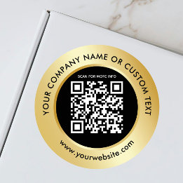 Gold Black QR Code Business Packaging Shipping Runder Aufkleber