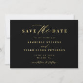 Gold black QR code simple elegant wedding Save The Date (Vorderseite)