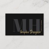 Gold Black QR Code Trendiger Monogramm Visitenkarte (Vorderseite)
