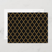 Gold Black Quatrefoil Pattern Postkarte (Vorne/Hinten)