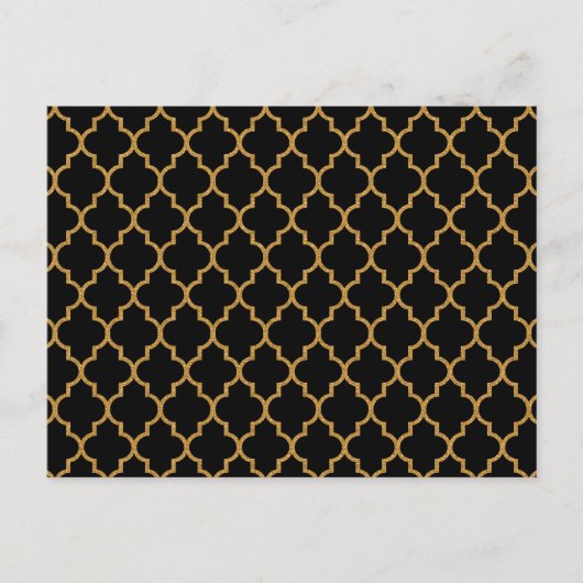 Gold Black Quatrefoil Pattern Postkarte (Vorderseite)