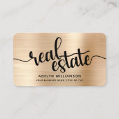 Gold Black Real Anwesen Agent QR Code Foto Broker Visitenkarte (Vorderseite)