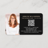 Gold Black Real Anwesen Agent QR Code Foto Broker Visitenkarte (Rückseite)