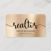 Gold Black Realtor Foto QR Code Broker Agent Bold Visitenkarte (Vorderseite)