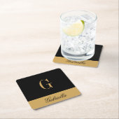 Gold Black Rechteckiger Pappuntersetzer (Vor Ort)