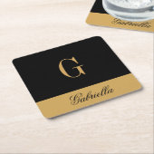 Gold Black Rechteckiger Pappuntersetzer (angewinkelt)