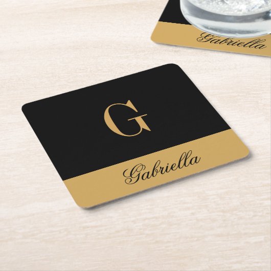 Gold Black Rechteckiger Pappuntersetzer (angewinkelt)