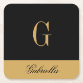 Gold Black Rechteckiger Pappuntersetzer (Vorderseite)