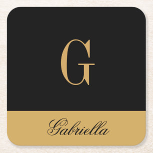 Gold Black Rechteckiger Pappuntersetzer