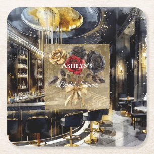 Gold Black Red Night Club Brautparty Rechteckiger Pappuntersetzer